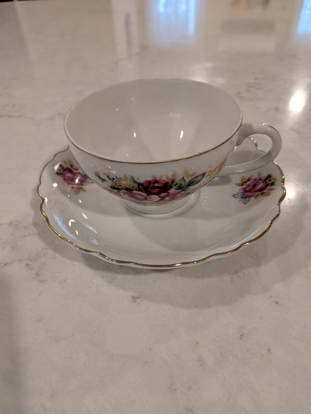 Made In Japan Fine Porcelain Tea Cup and Saucer with Pink Rose Pattern